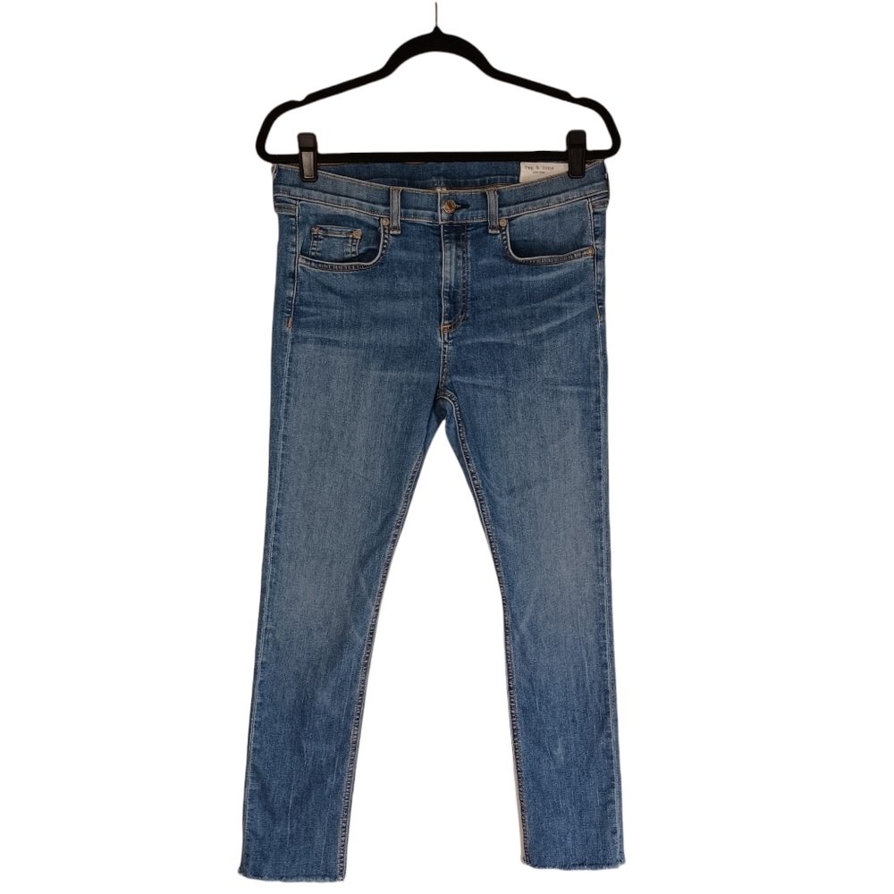 RAG & BONE New York Ankle Skinny Raw Hem Lucky Rouge Blue Jeans 31